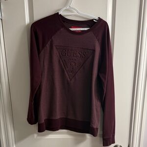 GUESS Men's burgundy Crewneck Sweater